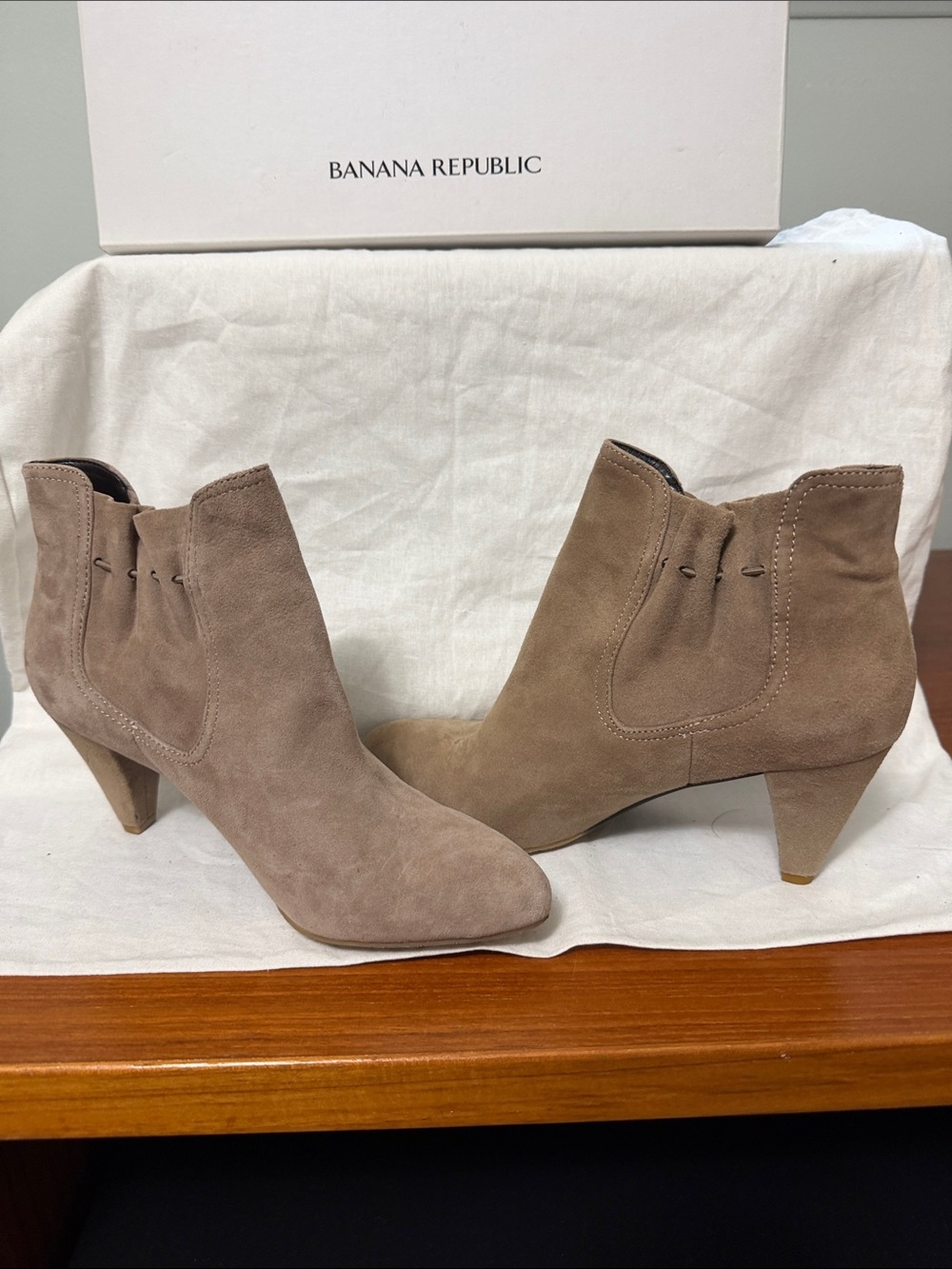 Banana Republic Suede Ankle Booties in Taupe